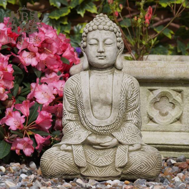 Karma Buddha Stone Statue - Monk Oriental Garden Outdoor Decoration Ornament