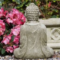 Karma Buddha Stone Statue - Monk Oriental Garden Outdoor Decoration Ornament - thumbnail 2