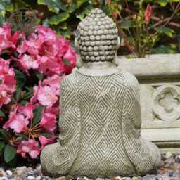 Karma Buddha Stone Statue - Monk Oriental Garden Outdoor Decoration Ornament British Zen Gift - thumbnail 3