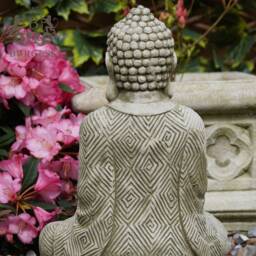 Karma Buddha Stone Statue - Monk Oriental Garden Outdoor Decoration Ornament - thumbnail 3