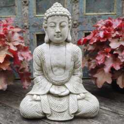 Karma Buddha Stone Statue - Monk Oriental Garden Outdoor Decoration Ornament British Zen Gift - thumbnail 1
