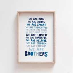 Brothers Bedroom Prints, Boys Decor, Brother Wall Art, Navy Blue Siblings Print, Twins, Playroom Affirmation Shared - thumbnail 2