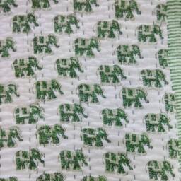 Handmade Kantha Baby Quilt Block Print Cotton Throw - 40x40/40x60 - thumbnail 2