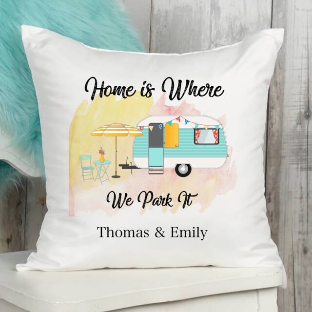 Personalised Caravan Cushion Pillow - Unique Gift Ideas & Presents For Brother Sister Mum Dad Son Daughter Friend - image 1
