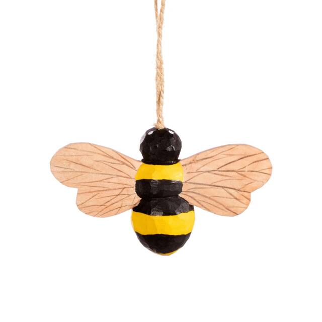 Wooden Bee Christmas Tree Decoration - Festive Season Winter Insects Bees Gardening Nature Earth Planting Plants Grow Eco Sustainable
