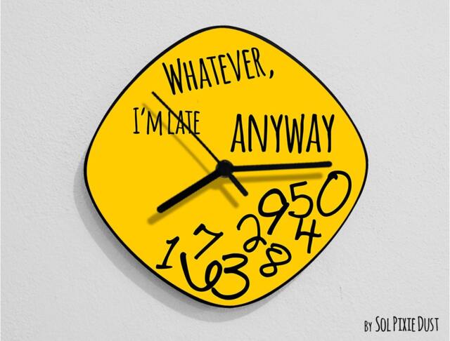 Whatever I'm Late Anyway/Oval Yellow - Wall Clock - image 1