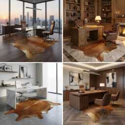 Brown & White Cowhide Rug Extra Large Hair-On Leather Accent - 60x65 Inches - thumbnail 3