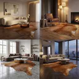 Brown & White Cowhide Rug Extra Large Hair-On Leather Accent - 60x65 Inches - thumbnail 2