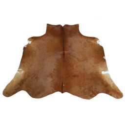 Brown & White Cowhide Rug Extra Large Hair-On Leather Accent - 60x65 Inches - thumbnail 1
