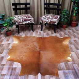 Brown & White Cowhide Rug Extra Large Hair-On Leather Accent - 60x65 Inches - thumbnail 4
