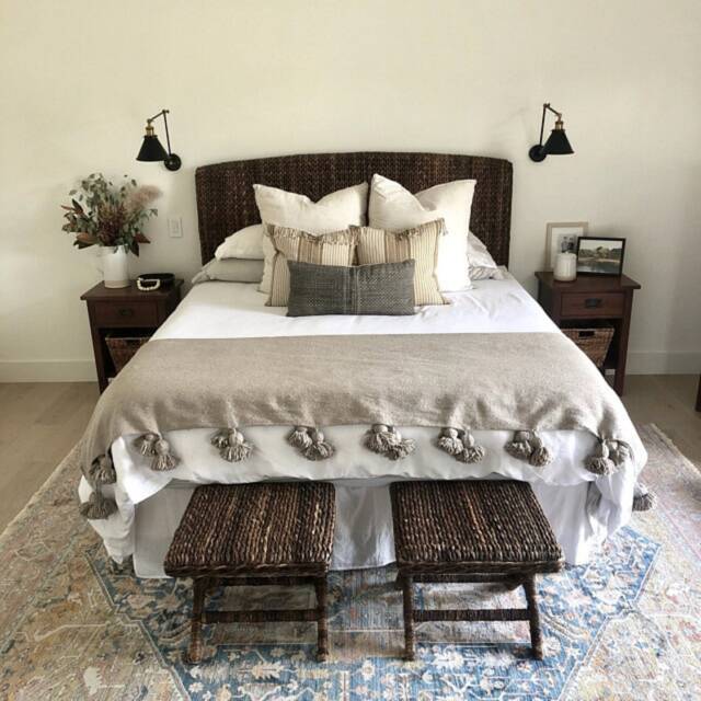 Moroccan Pom Blanket Throw Bedding, Cotton, Handwoven On A Wooden Loom. Blanket, Bohemian Throw, Berber Bed Cover - image 1