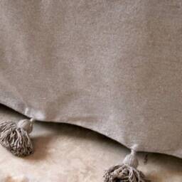 Moroccan Pom Blanket Throw Bedding, Cotton, Handwoven On A Wooden Loom. Blanket, Bohemian Throw, Berber Bed Cover - thumbnail 3