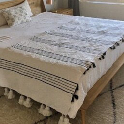 Moroccan Blanket - Handmade Moroccan Blanket Pompoms Tassels -Moroccan For Gift, Beautiful Throw Bedroom - thumbnail 4
