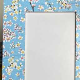Blossom Floral Decoupaged Photo Frame, Oriental Shabby Chic Wooden Picture Blue & White Flower Decor - thumbnail 3