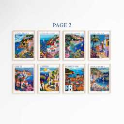 European Coastal Travel Poster Set Amalfi Coast, Capri Prints - thumbnail 2