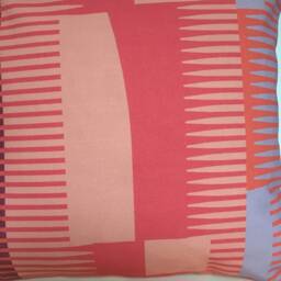 Square Combed Stripe Cushion - Pink, Salmon + Lilac - thumbnail 3