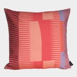 Square Combed Stripe Cushion - Pink, Salmon + Lilac