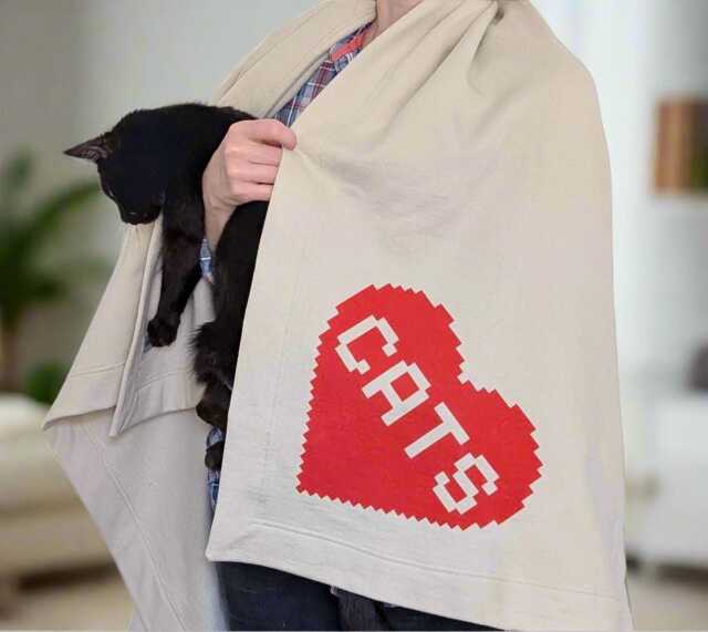 Cozy Cat Lover Fleece Throw Blanket - Pixel Art Design, Soft 50x60 - image 1