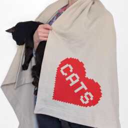 Cozy Cat Lover Fleece Throw Blanket - Pixel Art Design, Soft 50x60 - thumbnail 2
