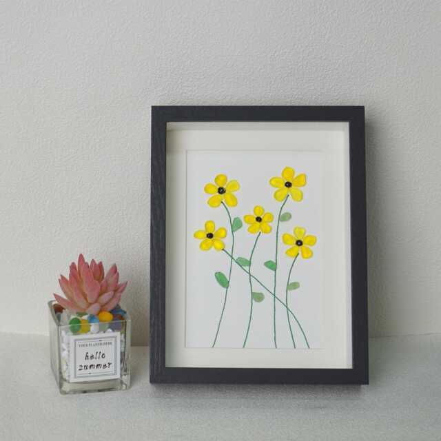 Handcrafted Sea Glass Flower Art Yellow Floral Wall Decor - image 1