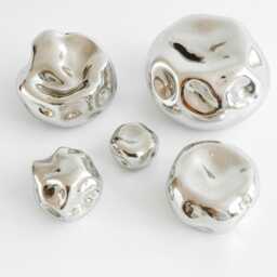 Modern Mirror Wall Art Set - Hand-Blown Silver Glass Pebble Sculptures, Organic Shapes For Luxury Minimalist Home D??cor - thumbnail 2