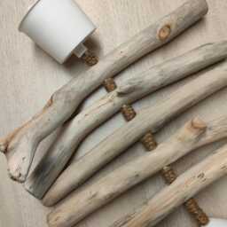 Blue Driftwood Chandelier, Scandinavian Geometric Pendant Light, Handcrafted Natural Light Fixture, Nordic Decor France - thumbnail 3