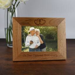 Personalised Diamond Wedding Anniversary Wooden Photo Frame 60Th Oak Effect 6x4 7x5 Landscape Keepsake Couple Parents Mum Dad Present - thumbnail 3
