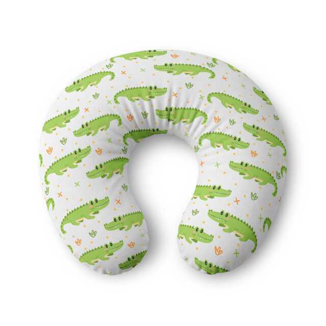 Green Crocodile Pattern Nursing Pillow Cover - Baby Animal Nursery - image 1