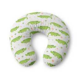 Green Crocodile Pattern Nursing Pillow Cover - Baby Animal Nursery - thumbnail 1