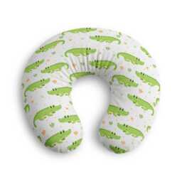 Green Crocodile Pattern Nursing Pillow Cover - Baby Animal Nursery - thumbnail 2