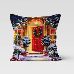 Christmas Pillow Cover-Deer Cushion Cover-Navy Blue Xmas Home Decoration-Santa Gift Bags-Winter Tree & Polar Bear Style - thumbnail 2