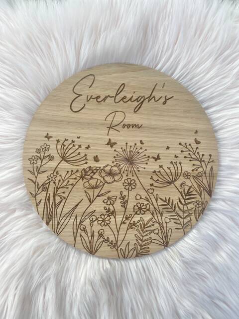 Wall Sign, Bedroom Wall Door Name, Kids Room, Girls Botanical, Floral Personalised Name - image 1