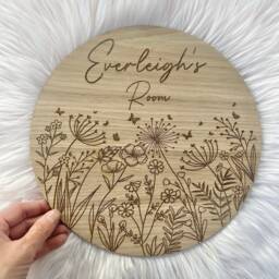 Wall Sign, Bedroom Wall Door Name, Kids Room, Girls Botanical, Floral Personalised Name - thumbnail 2