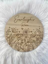 Wall Sign, Bedroom Wall Door Name, Kids Room, Girls Botanical, Floral Personalised Name - thumbnail 1