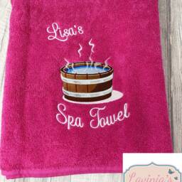 Embroidered Spa Towel, Custom Name, Hot Tub Design - thumbnail 2