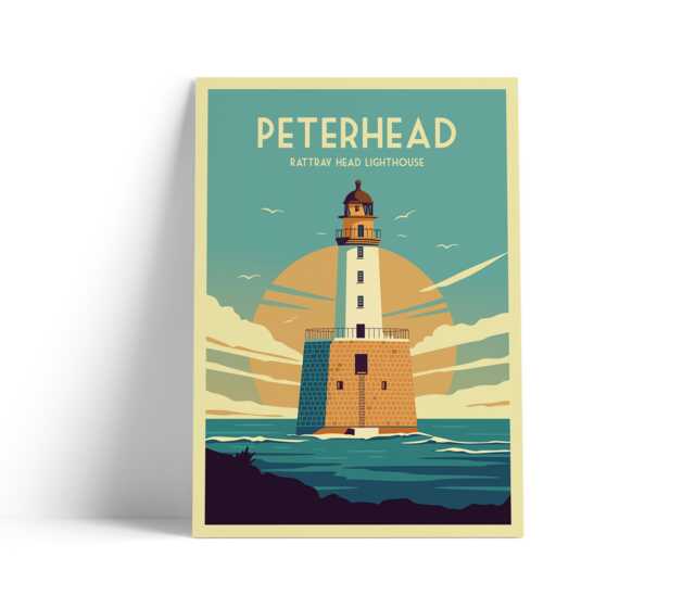 Peterhead Print - Rattray Head Travel Poster Scotland - image 1