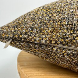 Brown & Yellow Basketweave Woven Pillow Cover, Fall Decor, Natural Linen Textured Thick Fabric, Brown Pillow, Decorative - thumbnail 3
