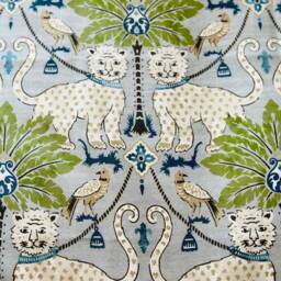 Jaguar Print Throw Pillow Cover , Mist Blue Decorative Animal - thumbnail 3
