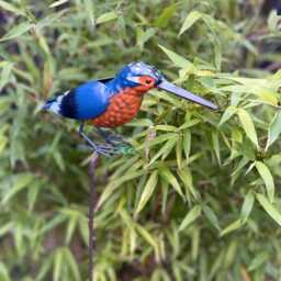 Metal Kingfisher Bird Garden Stake - Handcrafted Pond Decoration, Gifts For Dad On Father's Day - thumbnail 4