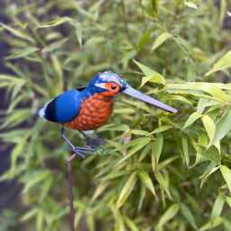 Metal Kingfisher Bird Garden Stake - Handcrafted Pond Decoration - thumbnail 3