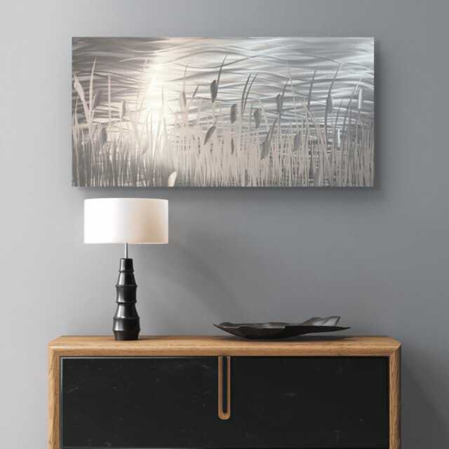 "Modern Abstract Silver Metal Wall Art, Indoor Outdoor, " - image 1