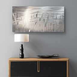 "Modern Abstract Silver Metal Wall Art, Indoor Outdoor, " - thumbnail 1