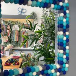 Square Pom Wall Hanging Mirror - thumbnail 3