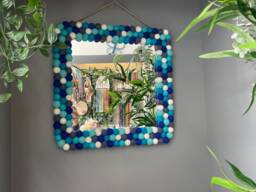 Square Pom Wall Hanging Mirror - thumbnail 1