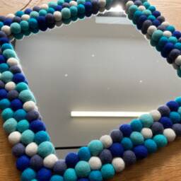 Square Pom Wall Hanging Mirror - thumbnail 4