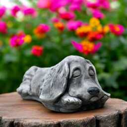 Concrete Spaniel Statue Stone Dog Figurine Outdoor Garden Sculpture Cement Yard Ornament Pet Memorial Gift For Lover Holiday - thumbnail 1