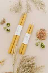 Beeswax Taper Candles Pure Candles, Yellow Spring Decor, Easter Table Natural Handmade in Usa - thumbnail 1