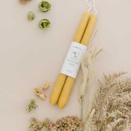 Beeswax Taper Candles Pure Candles, Yellow Spring Decor, Easter Table Natural Handmade in Usa - thumbnail 4