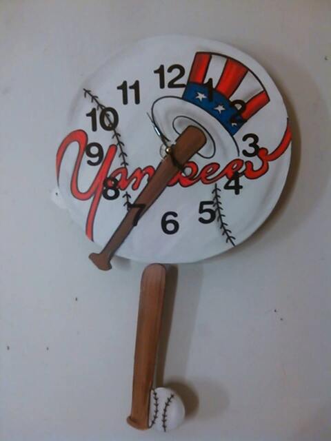 Yankee Baseball Children's Pendulum Wall Clock