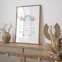 New Baby Boy Gift, Personalised Print For Boy, Gift Nursery Print Boys, Birth Stats - thumbnail 3